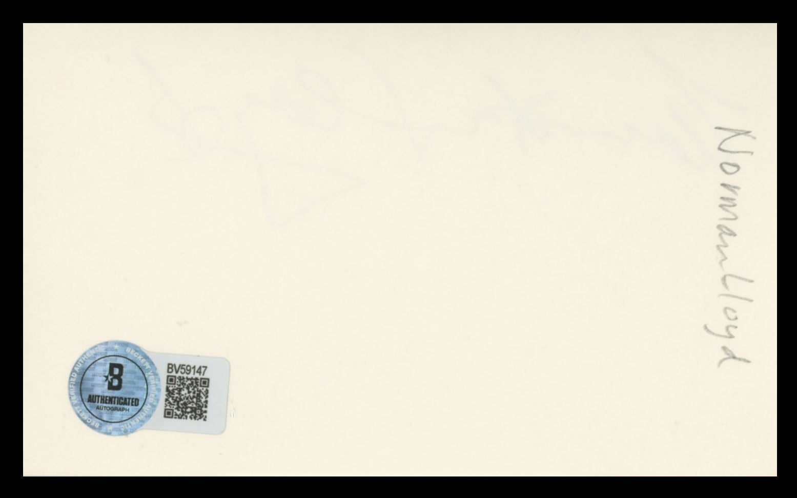 Norman Lloyd Saboteur Authentic Signed 3x5 Index Card Autographed BAS #BV59147
