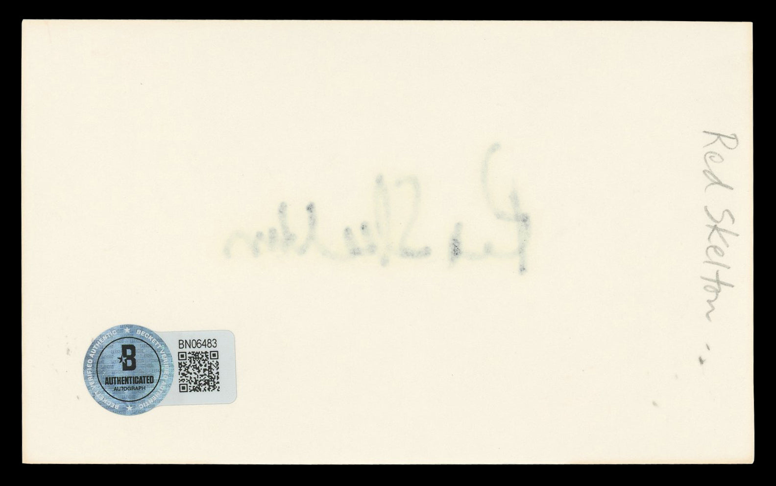 Red Skelton The Red Skelton Show Authentic Signed 3x5 Index Card BAS #BN06483