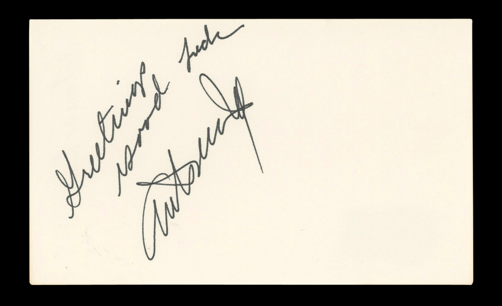 Anthony Ray Shadows "Greetings Good Luck" Signed 3x5 Index Card BAS #AD70272