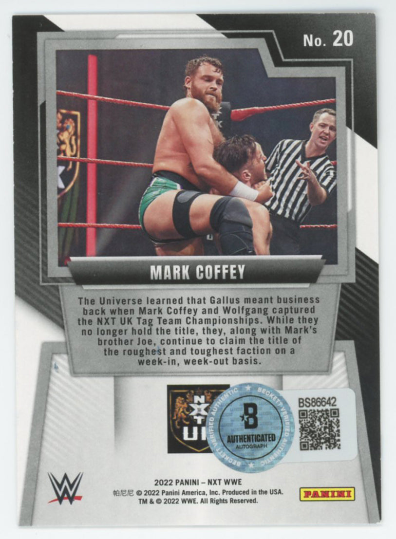 Mark Coffey WWE Authentic Signed 2022 Panini NXT #20 Card BAS #BS86642
