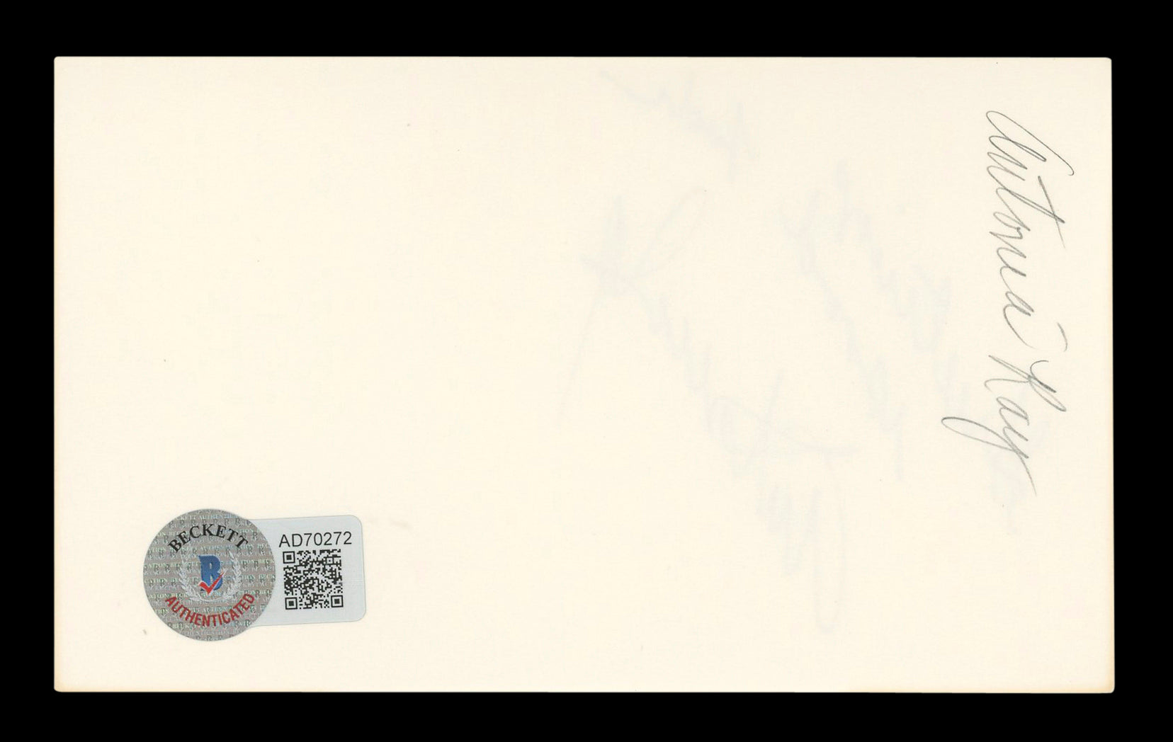 Anthony Ray Shadows "Greetings Good Luck" Signed 3x5 Index Card BAS #AD70272