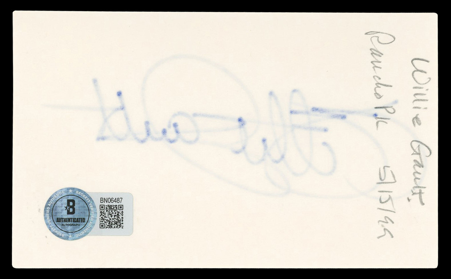 Bears Willie Gault Authentic Signed 3x5 Index Card Autographed BAS #BN06487