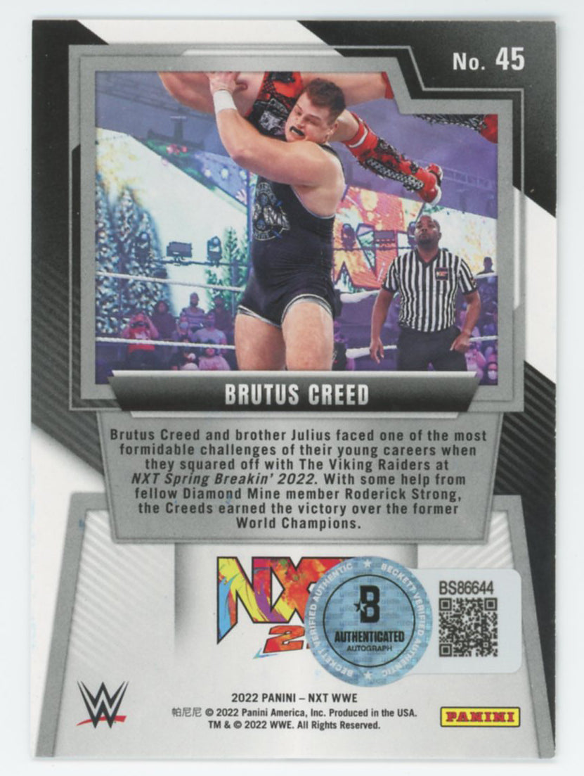 Brutus Creed WWE Authentic Signed 2022 Panini NXT #45 Rookie Card BAS #BS86644