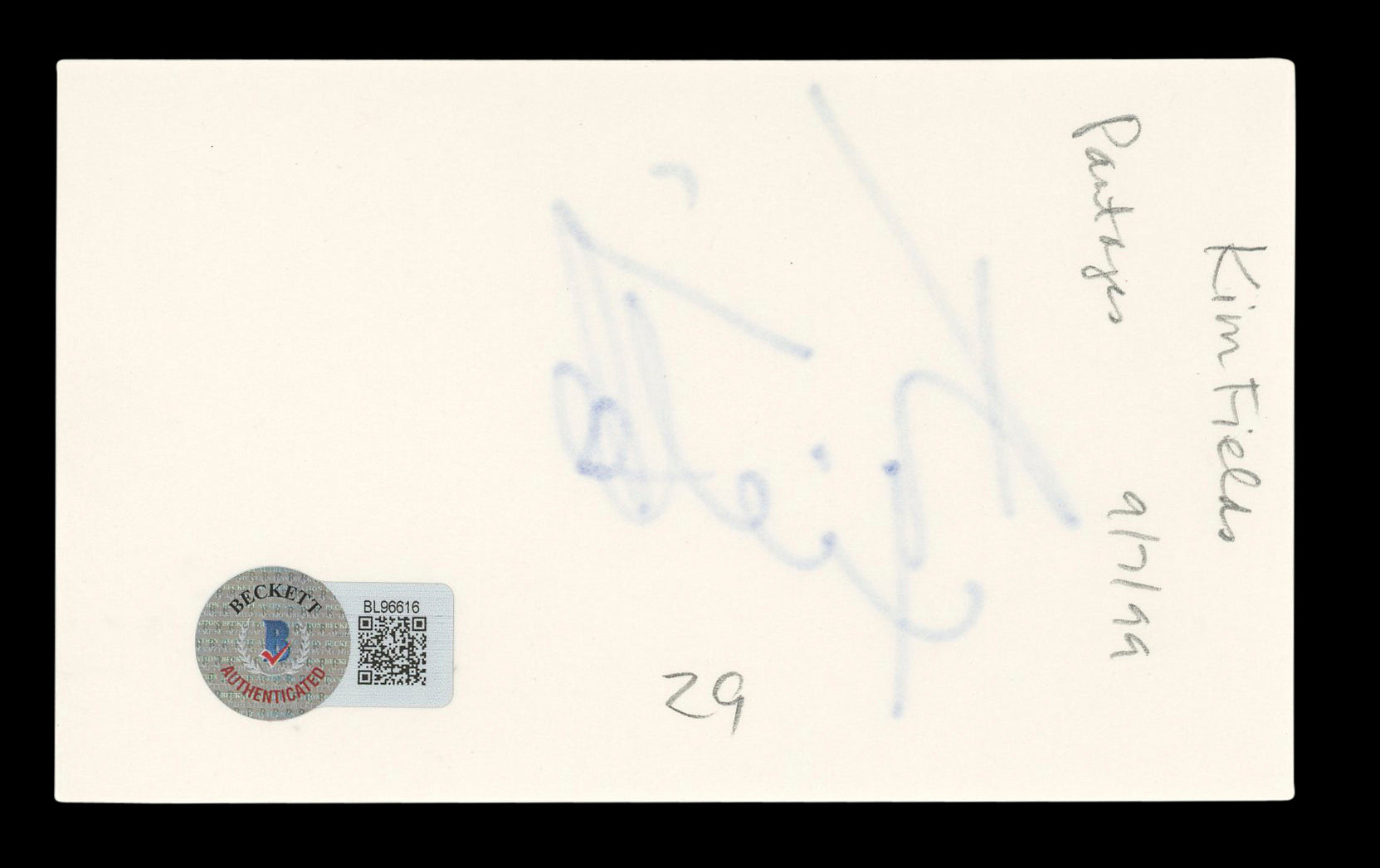 Kim Fields The Facts of Life Signed 3x5 Index Card Autographed BAS #BL96616