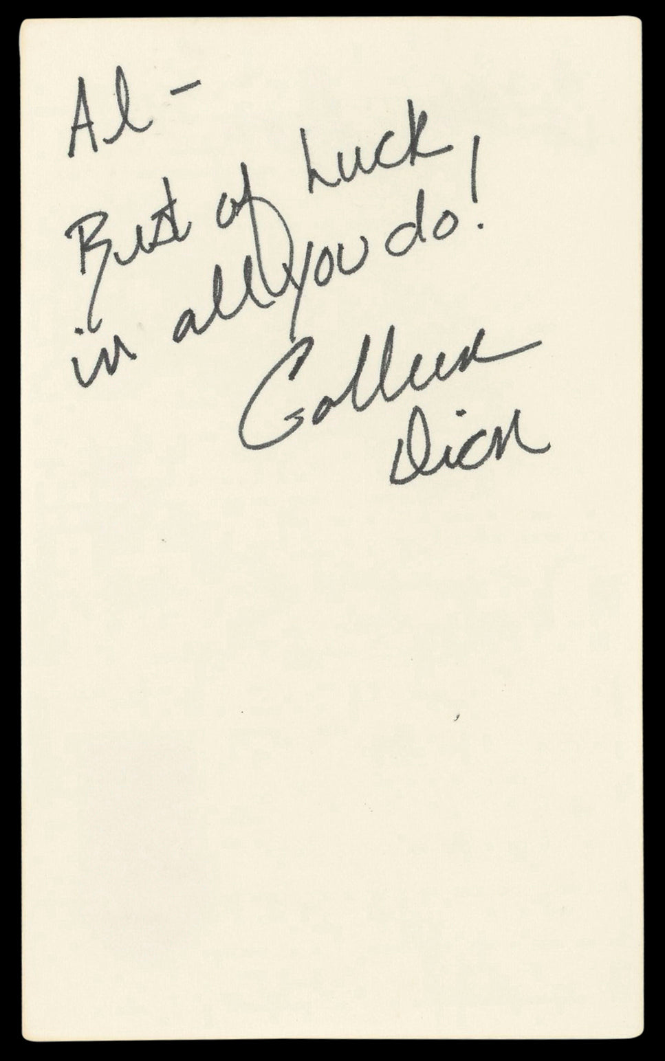 Colleen Dion The Bold and the Beautiful Signed 3x5 Index Card BAS #BL98581