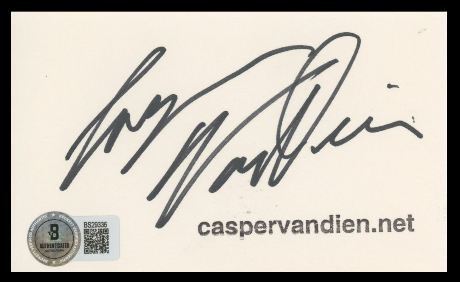 Casper Van Dien Starship Troopers Authentic Signed 3x5 Index Card BAS #BS29336