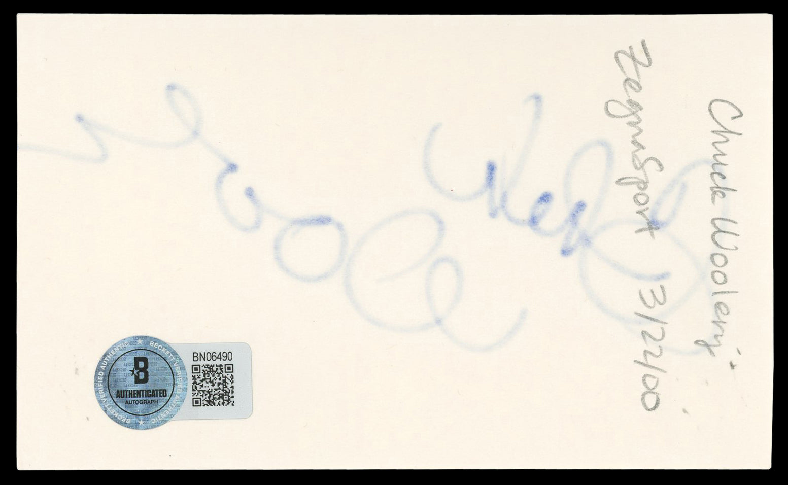 Chuck Woolery Six Pack Authentic Signed 3x5 Index Card Autographed BAS #BN06490
