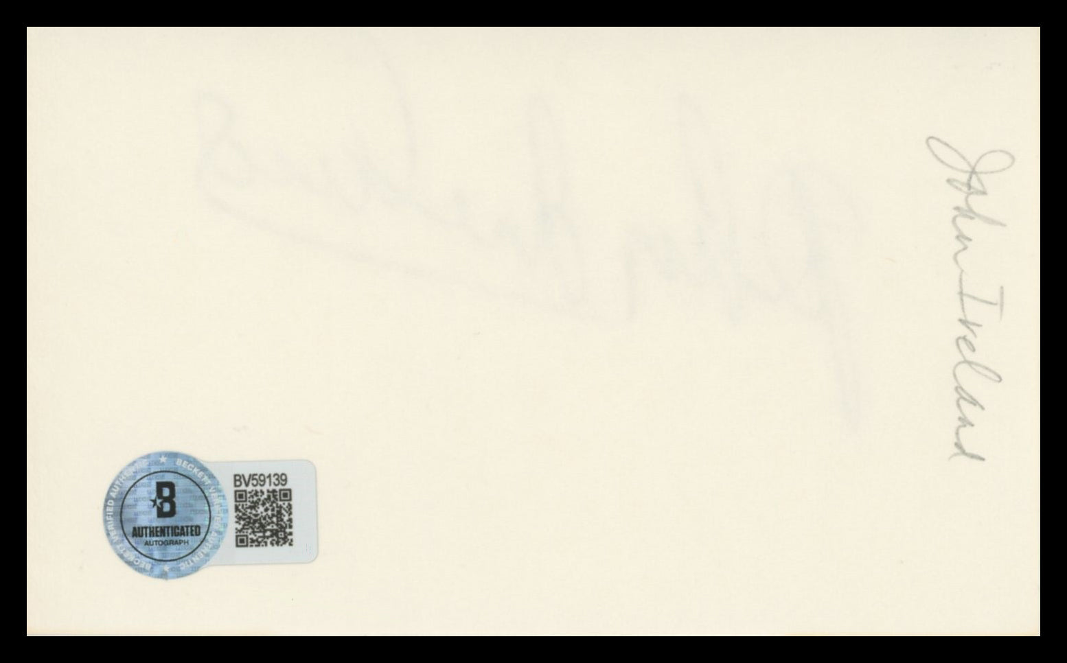 John Ireland All the King's Men Authentic Signed 3x5 Index Card BAS #BV59139