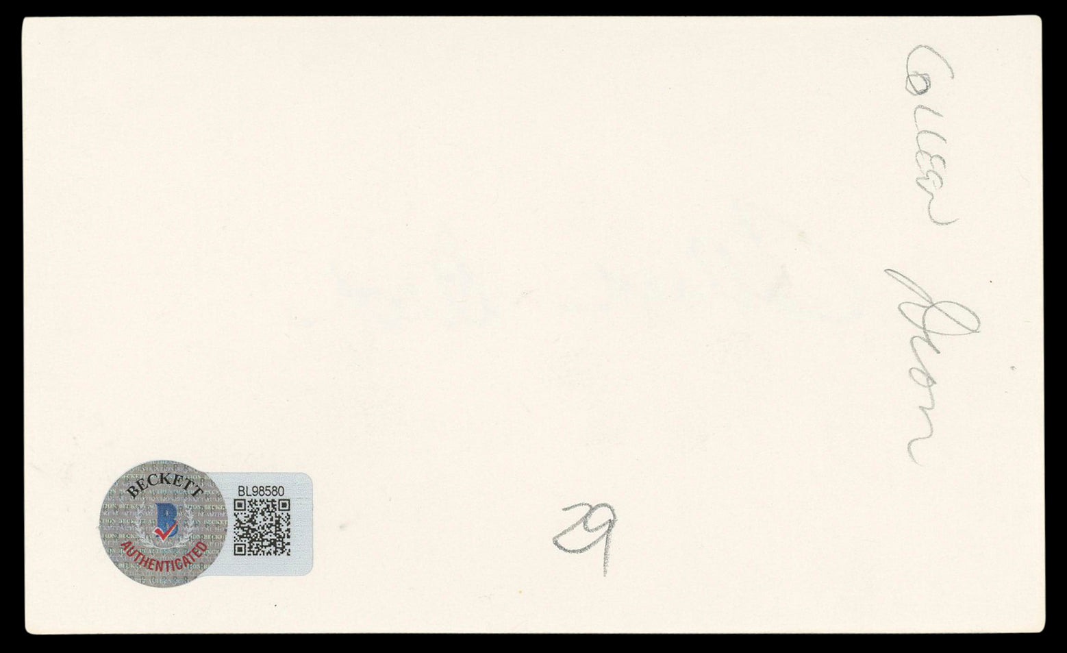 Colleen Dion The Bold and the Beautiful Signed 3x5 Index Card BAS #BL98580