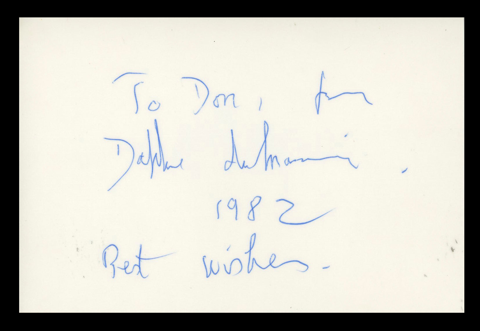 Daphne du Maurier The Birds "To Don" Authentic Signed 3.5x5.5 Photo JSA #AX48181