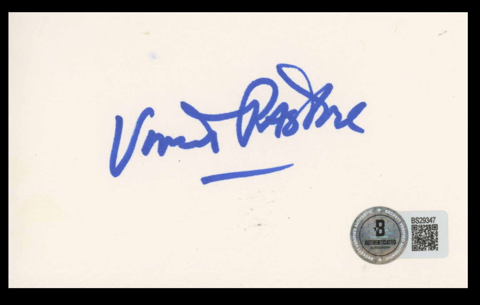 Vincent Pastore The Sopranos Authentic Signed 3x5 Index Card BAS #BS29347