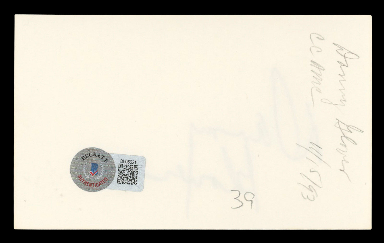 Danny Glover Lethal Weapon Signed 3x5 Index Card Autographed BAS #BL96621