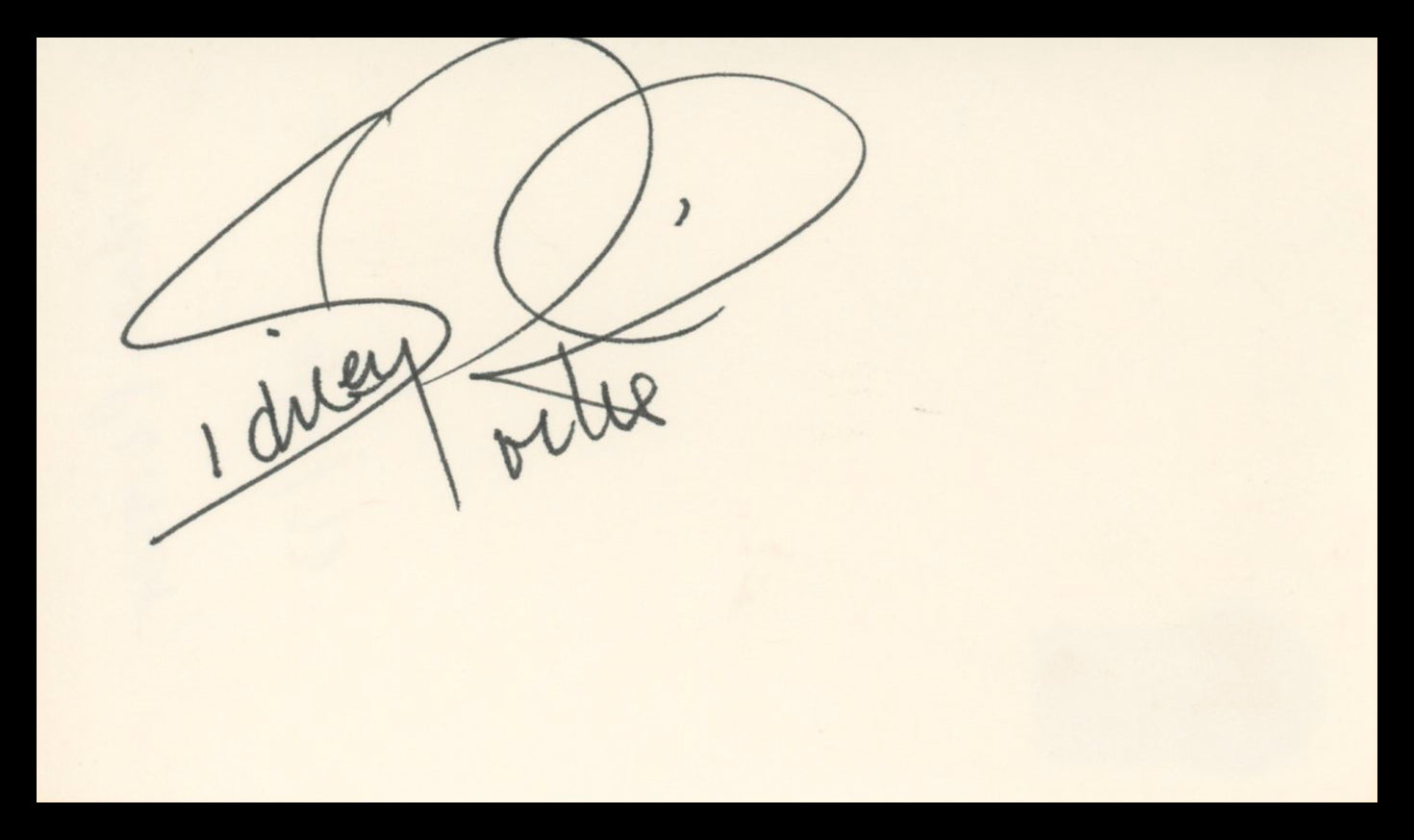 Sidney Poitier In The Heat of the Night Authentic Signed 3x5 Index Card BAS #BV04107