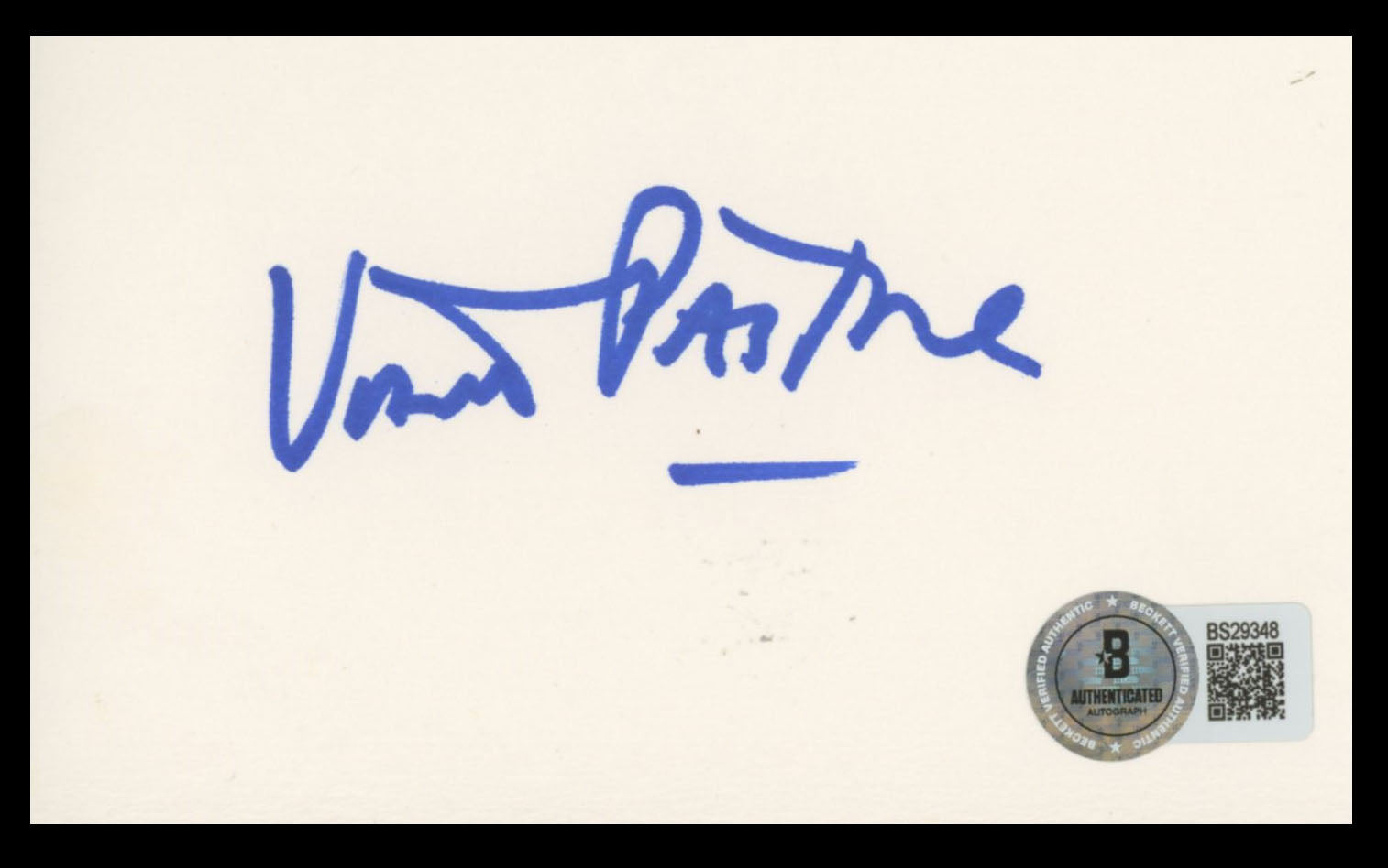 Vincent Pastore The Sopranos Authentic Signed 3x5 Index Card BAS #BS29348