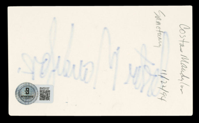 Costas Mandylor Mobsters Authentic Signed 3x5 Index Card BAS #BV03137
