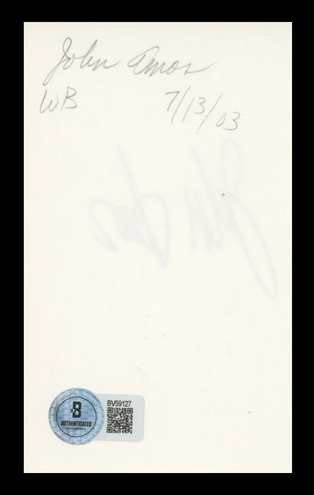 John Amos Good Times Authentic Signed 3x5 Index Card Autographed BAS #BV59127