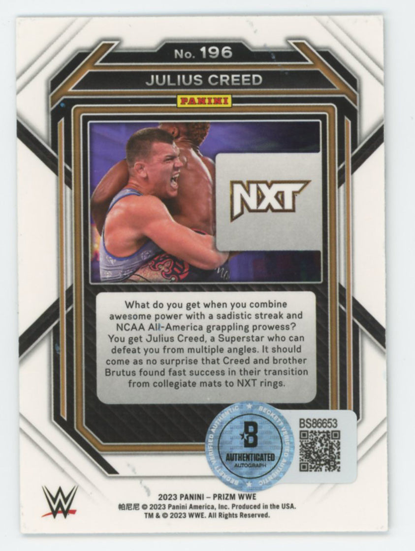 Julius Creed WWE Authentic Signed 2023 Panini Prizm # 196 Card BAS #BS86653