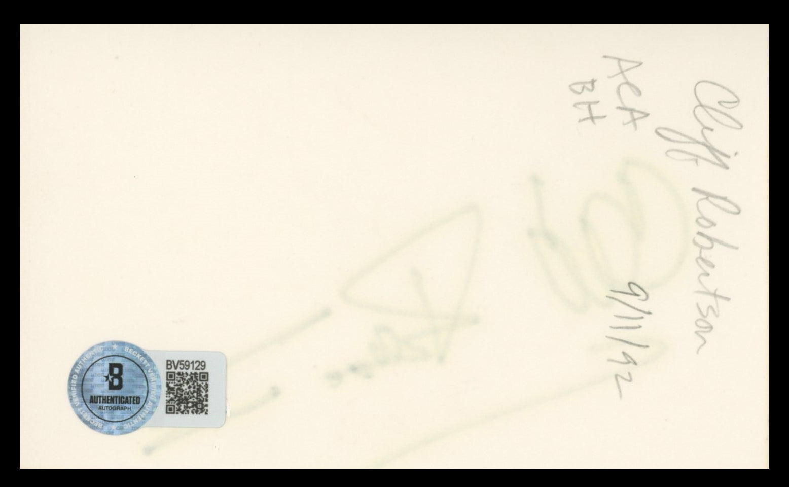 Cliff Robertson Charly Authentic Signed 3x5 Index Card Autographed BAS #BV59129
