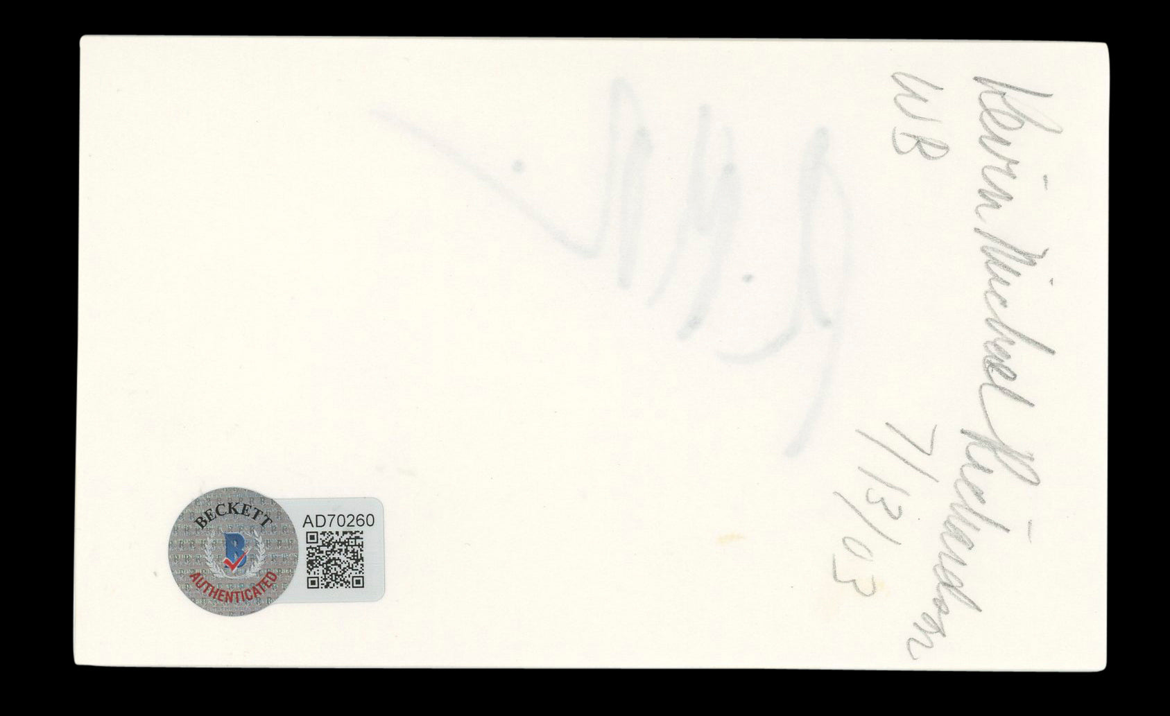 Kevin Michael Richardson Family Guy Authentic Signed 3x5 Index Card BAS #AD70260