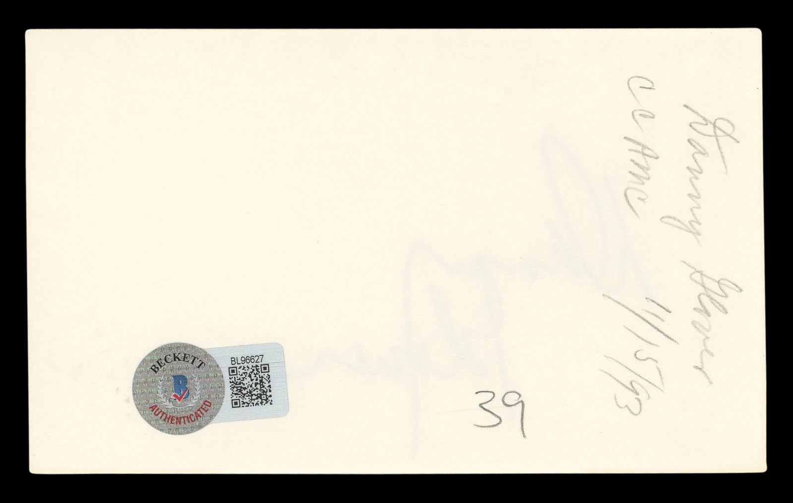 Danny Glover Lethal Weapon Signed 3x5 Index Card Autographed BAS #BL96627