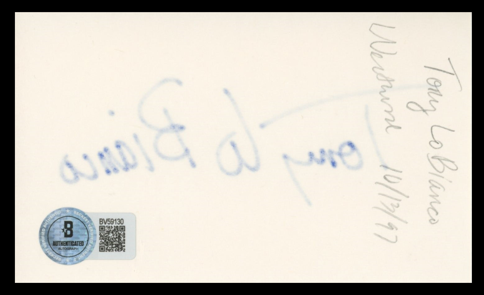 Tony Lo Bianco The French Connection Signed 3x5 Index Card BAS #BV59130
