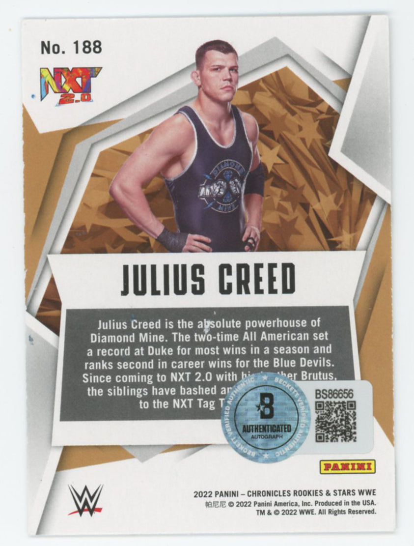 Julius Creed WWE Signed 2022 Panini Chronicles R&S #188 Rookie Card BAS #BS86656