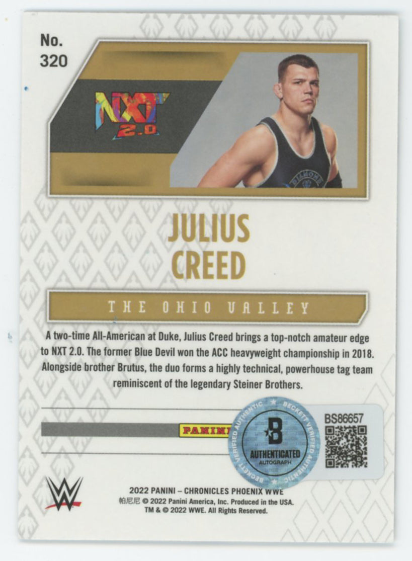 Julius Creed WWE Signed 2022 Panini Chronicles Phoenix #320 RC Card BAS #BS86657