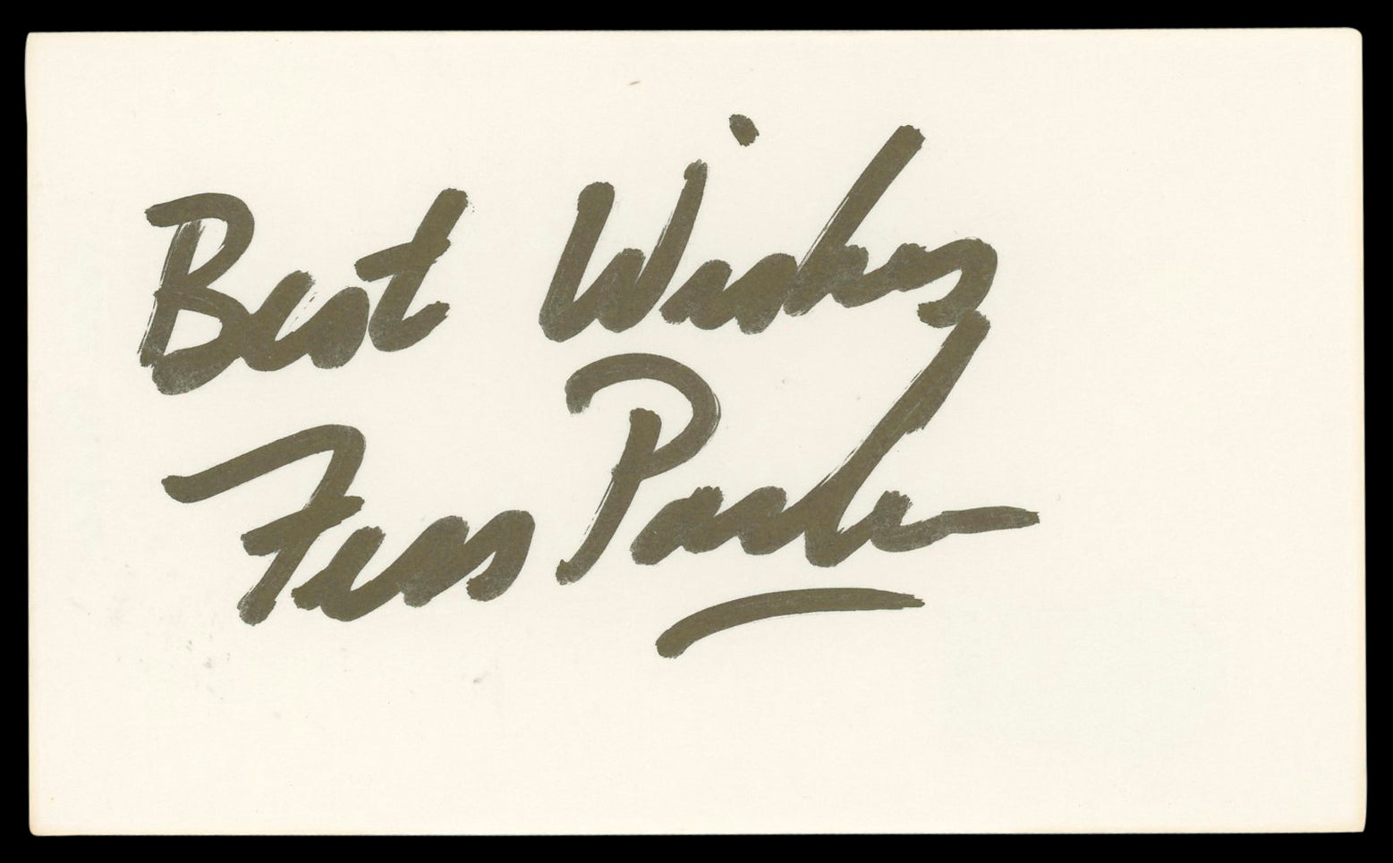 Fess Parker Daniel Boone "Best Wishes" Signed 3x5 Index Card BAS #BL98763