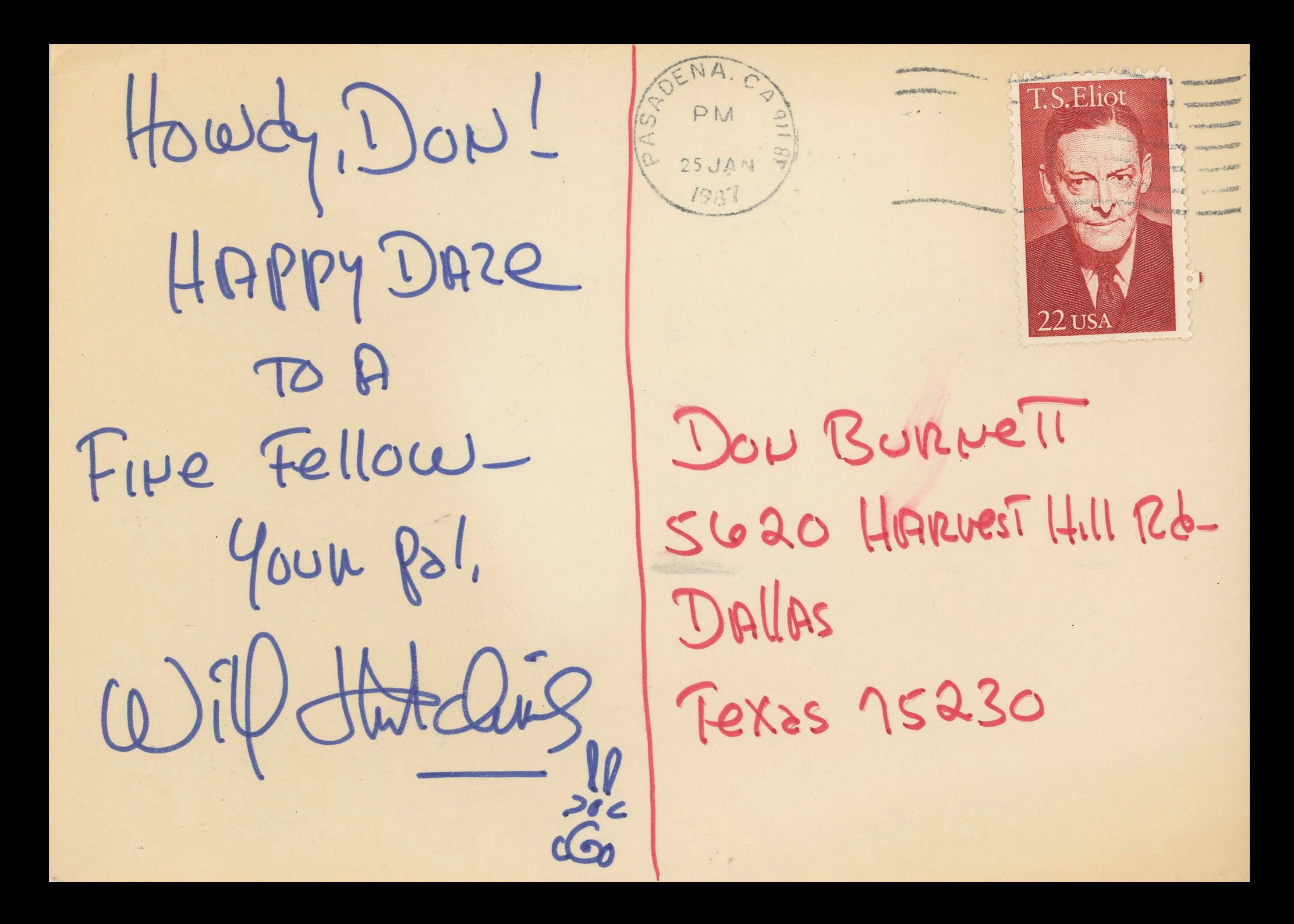 Will Hutchins Sugarfoot Authentic Signed 5x7 Postcard Autographed JSA #AX48128