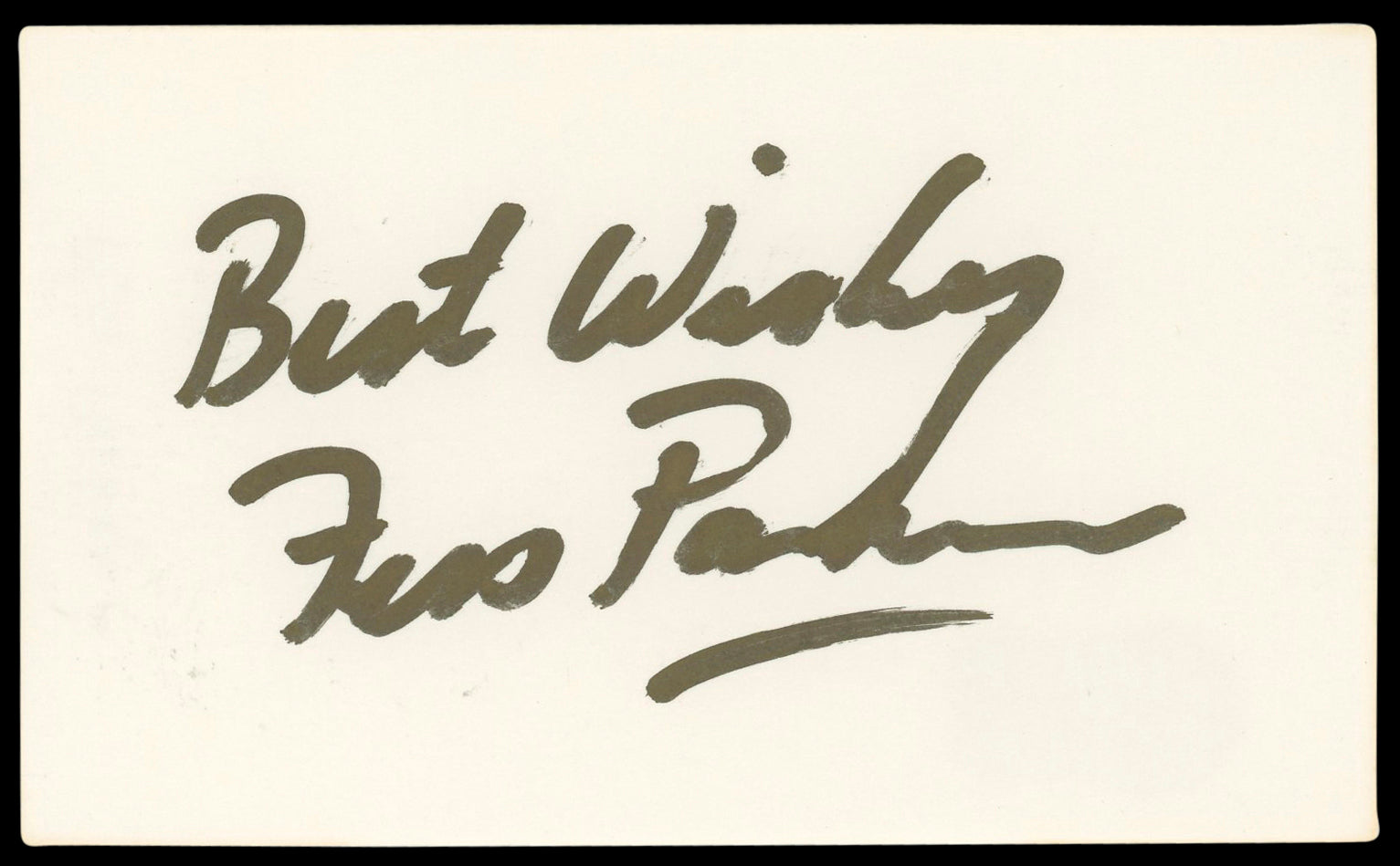 Fess Parker Daniel Boone "Best Wishes" Signed 3x5 Index Card BAS #BL98765