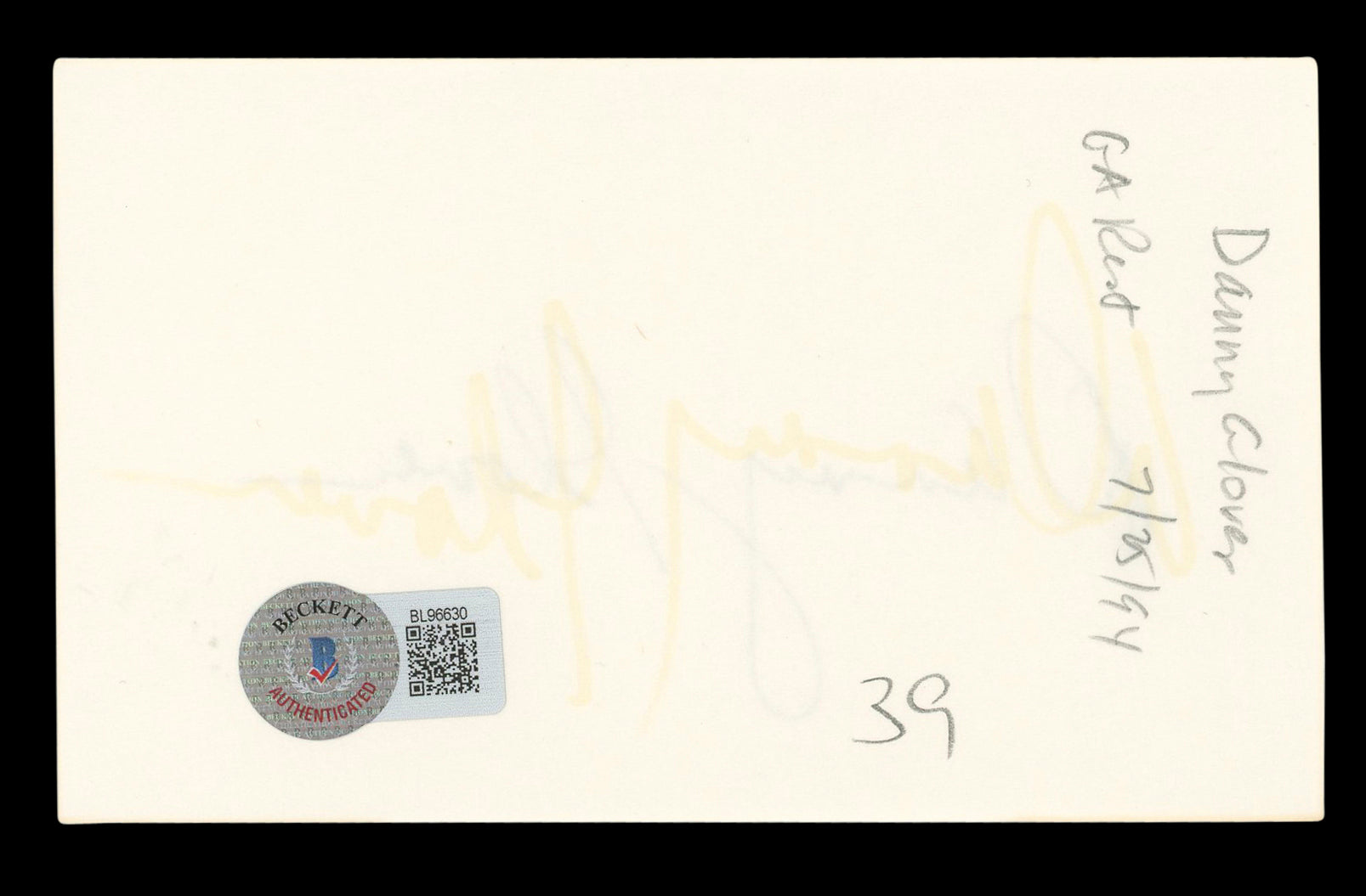 Danny Glover Lethal Weapon Signed 3x5 Index Card Autographed BAS #BL96630
