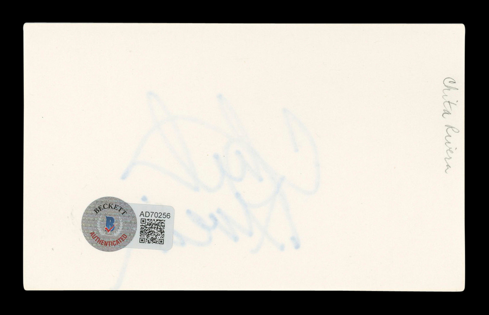 Chita Rivera Chicago Authentic Signed 3x5 Index Card Autographed BAS #AD70256