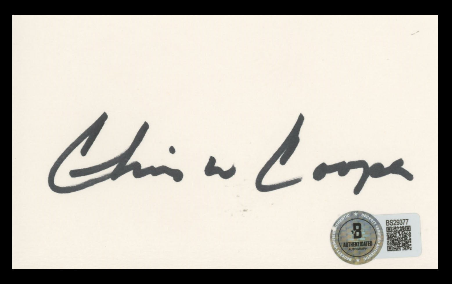Chris Cooper The Town Authentic Signed 3x5 Index Card Autographed BAS #BS29377