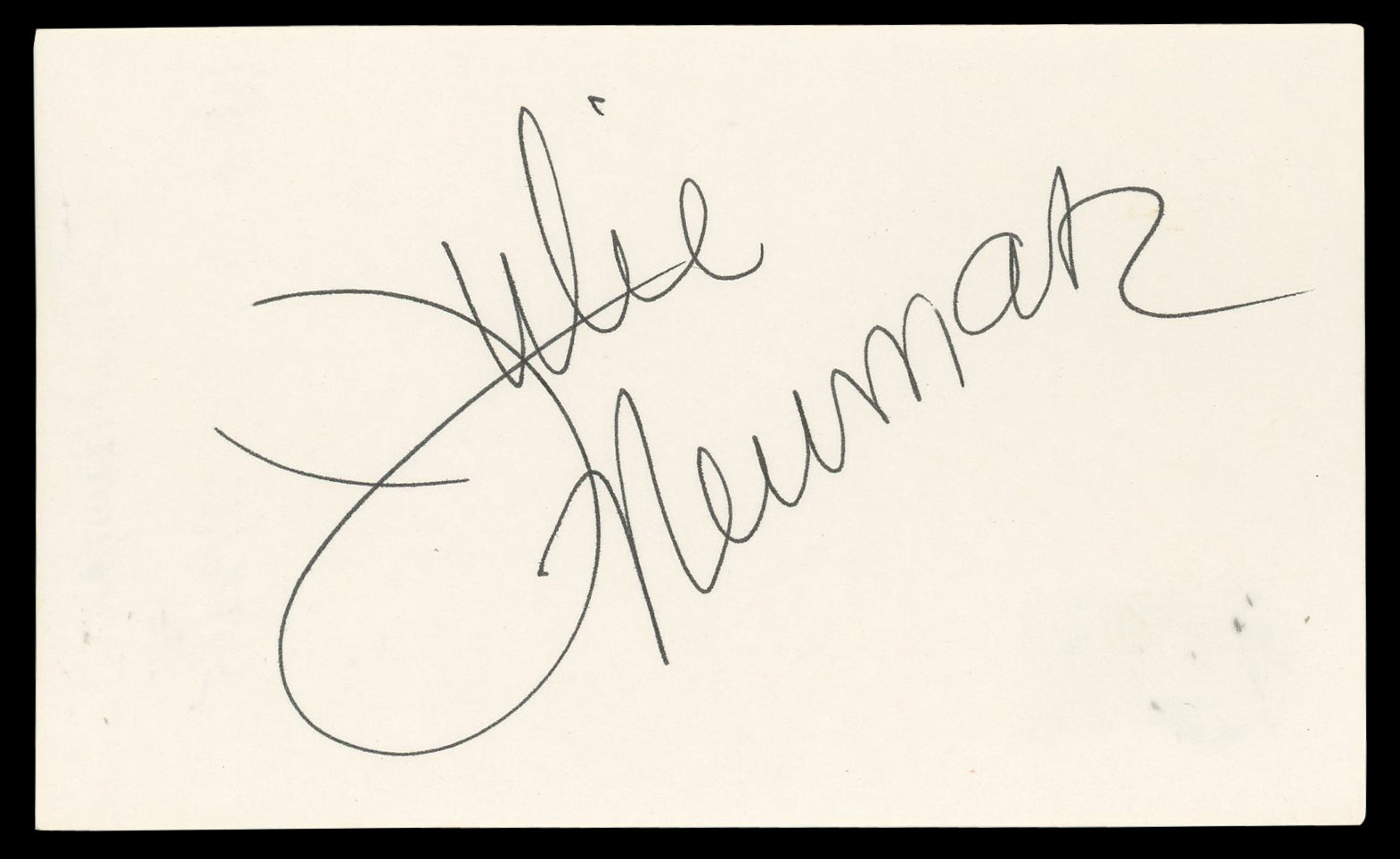 Julie Newmar The Marriage-Go-Round Authentic Signed 3x5 Index Card BAS #BN06503