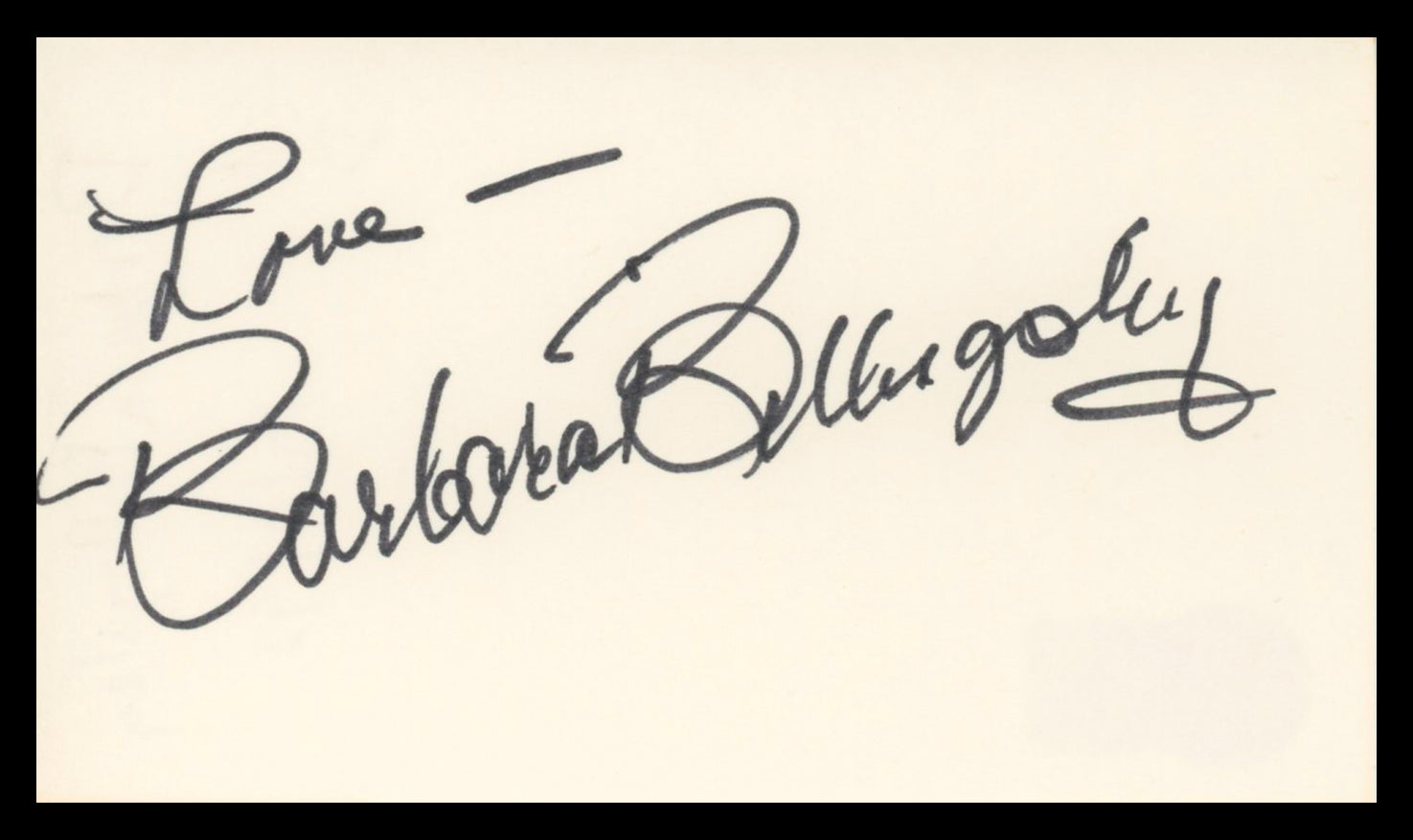 Barbara Billingsley Leave It to Beaver "Love" Signed 3x5 Index Card BAS #BV02194