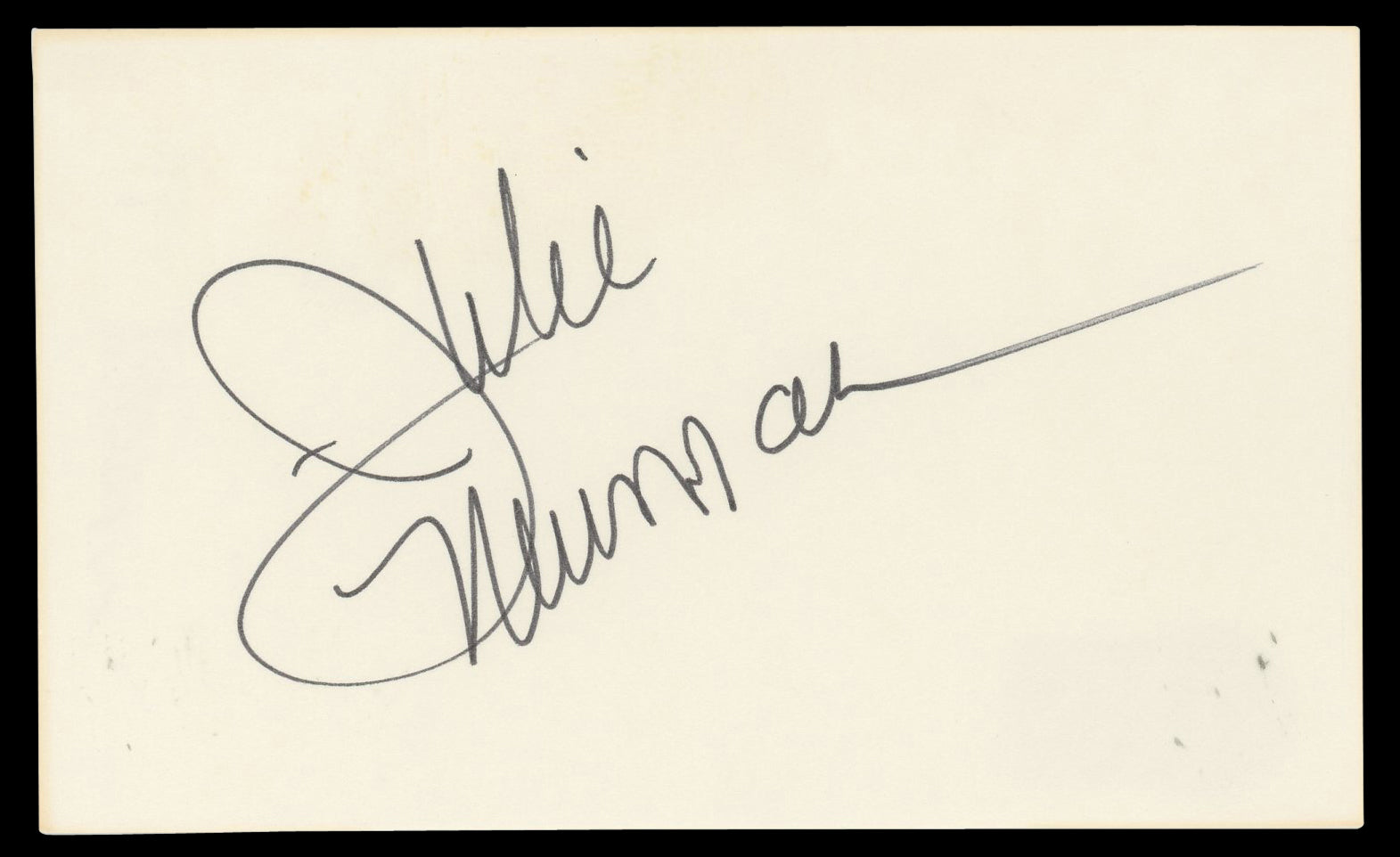 Julie Newmar The Marriage-Go-Round Authentic Signed 3x5 Index Card BAS #BN06505