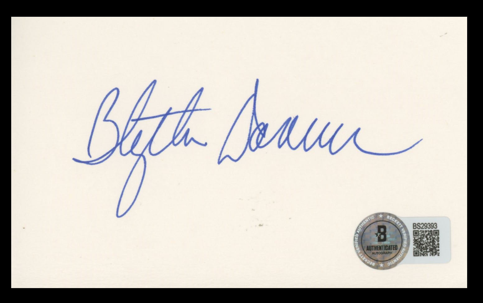 Blythe Danner Meet The Parents Authentic Signed 3x5 Index Card BAS #BS29393