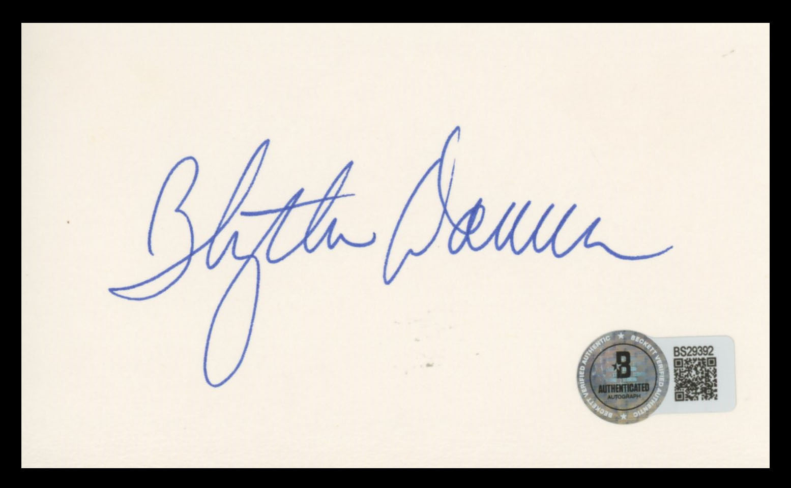 Blythe Danner Meet The Parents Authentic Signed 3x5 Index Card BAS #BS29392