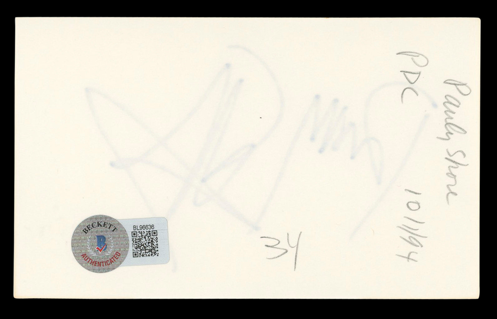 Pauly Shore Son in Law Authentic Signed 3x5 Index Card Autographed BAS #BL96636