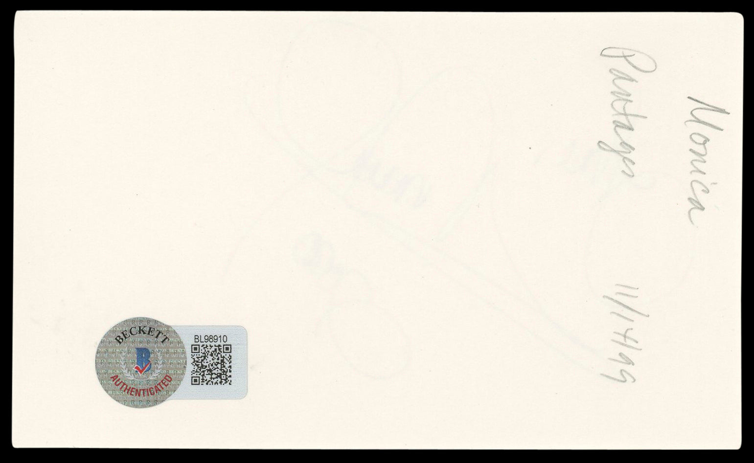 Monica Arnold Big Momma's House "Love" Signed 3x5 Index Card BAS #BL98910