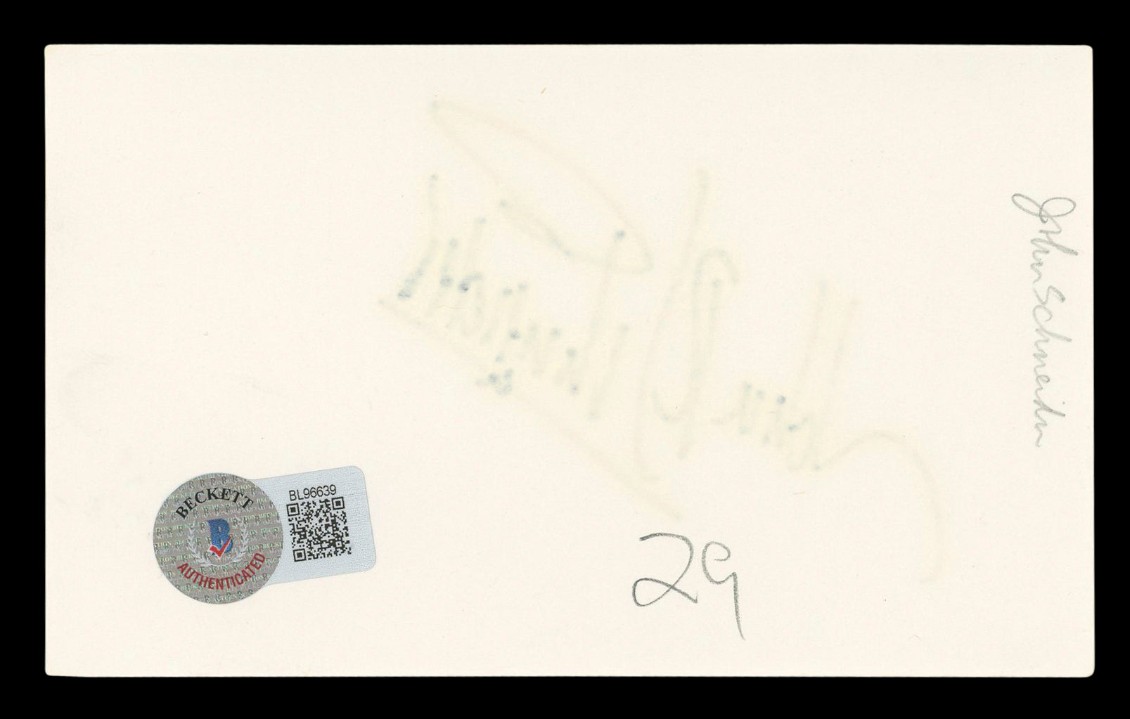 John Schneider The Dukes Of Hazzard Authentic Signed 3x5 Index Card BAS #BL96639