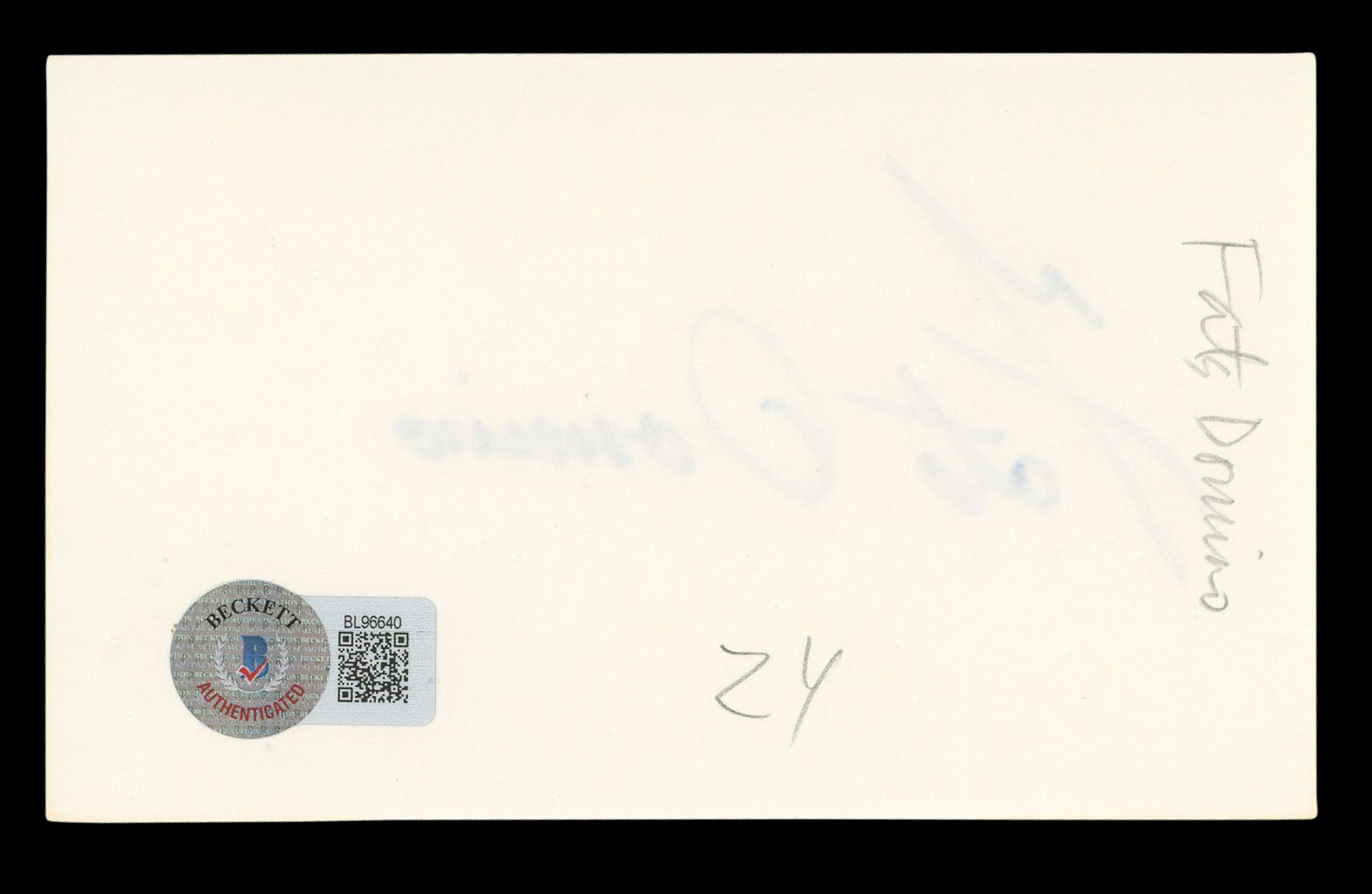 Fats Domino Musician Authentic Signed 3x5 Index Card Autographed BAS #BL96640