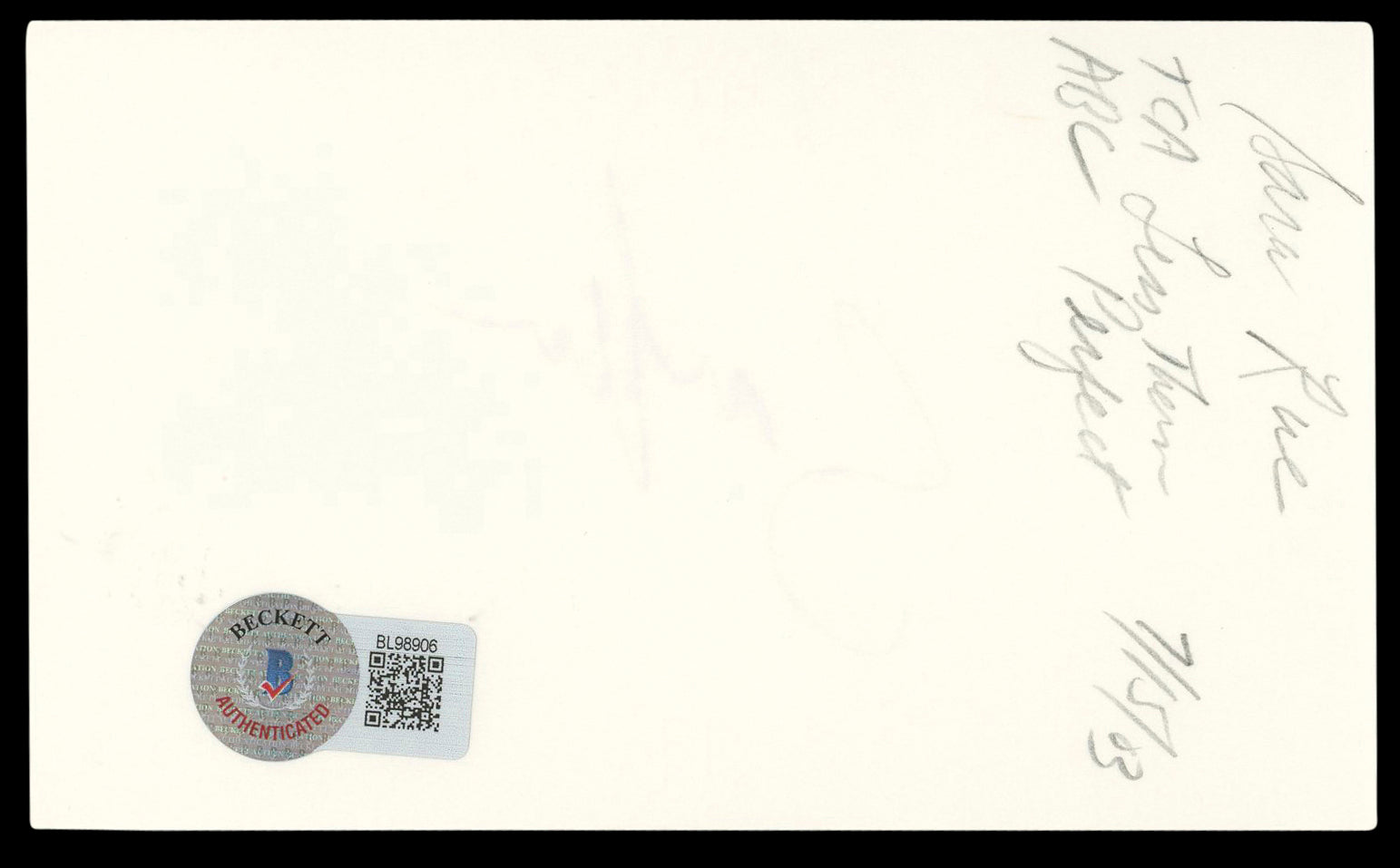 Sara Rue Popular Authentic Signed 3x5 Index Card Autographed BAS #BL98906