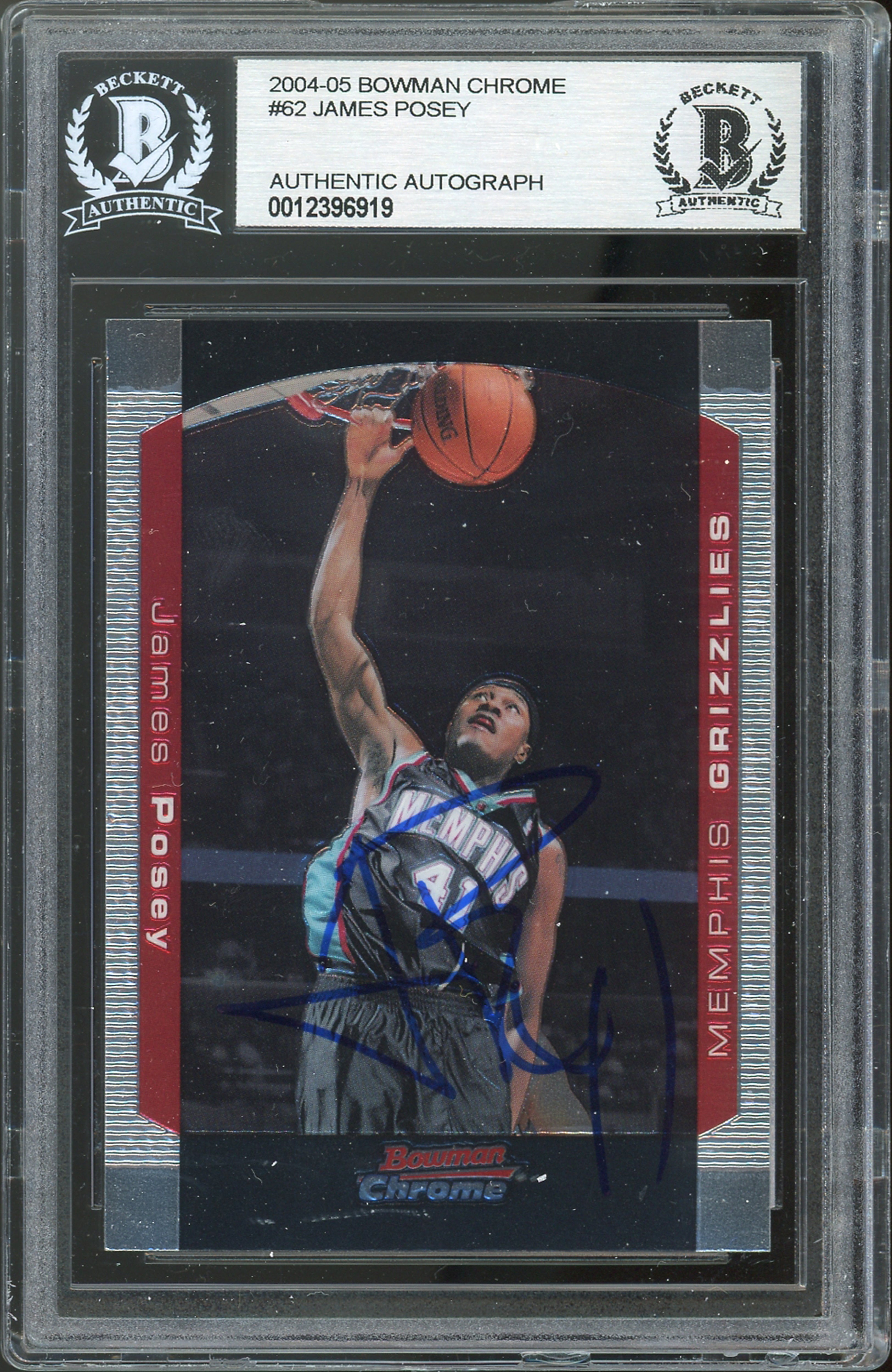 Grizzlies James Posey Authentic Signed 2004 Bowman Chrome #62 Card BAS Slabbed
