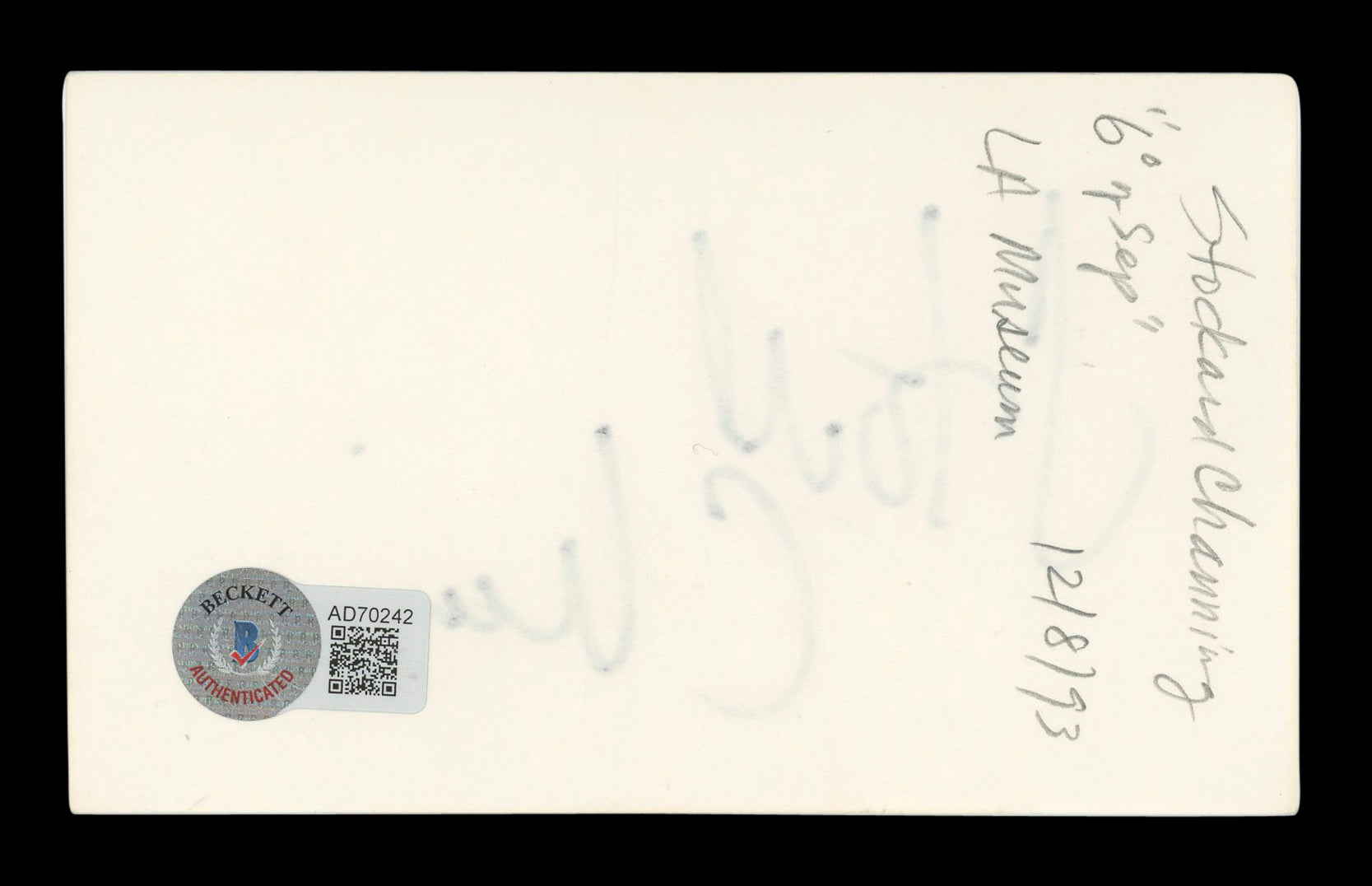 Stockard Channing Grease Signed 3x5 Index Card Autographed BAS #AD70242