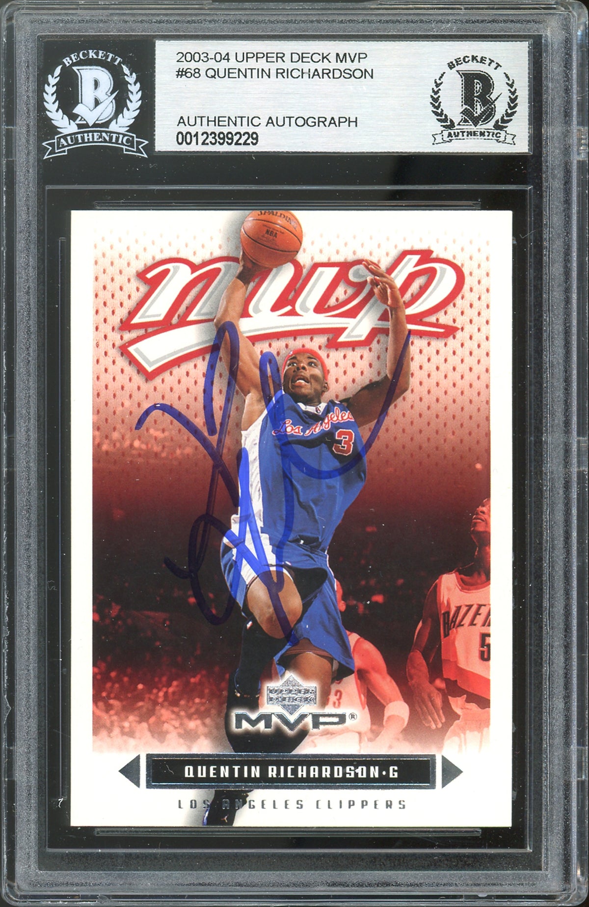 Clippers Quentin Richardson Signed 2003 Upper Deck MVP #68 Card BAS Slabbed