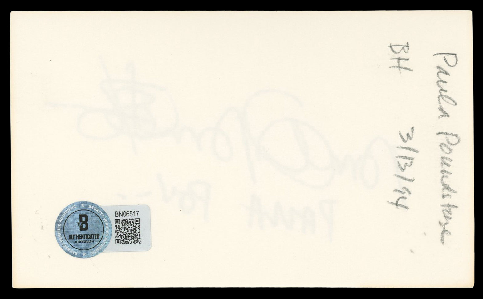 Paula Poundstone Comedian "PAULA POV" Signed 3x5 Index Card BAS #BN06517