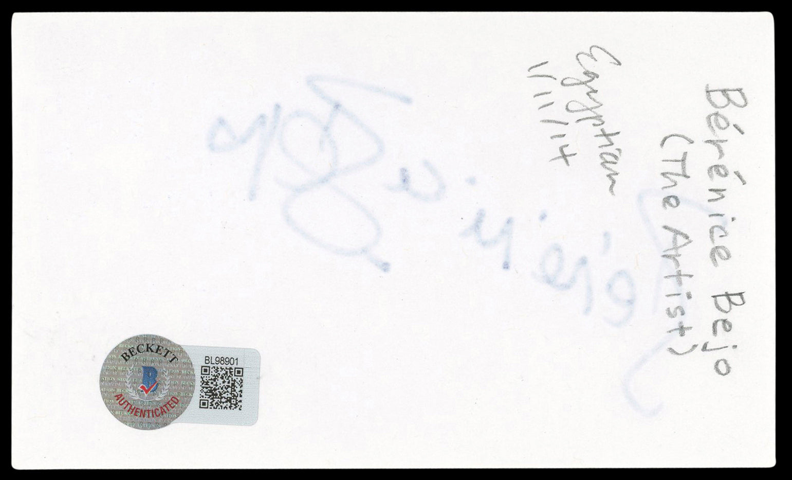Berenice Bejo The Artist Authentic Signed 3x5 Index Card BAS #BL98901