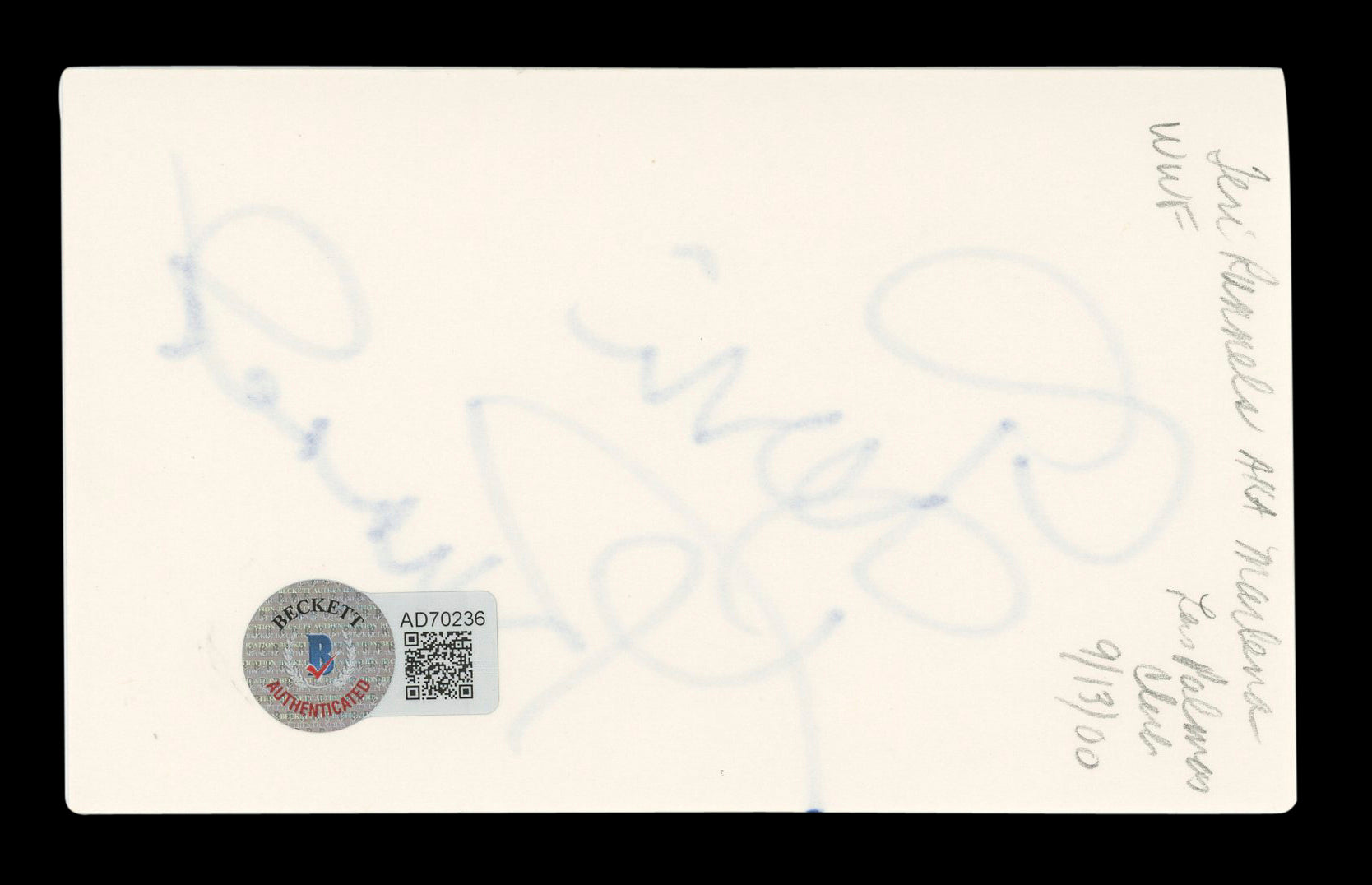 Terri Runnels WWE Smackdown! Signed 3x5 Index Card Autographed BAS #AD70236