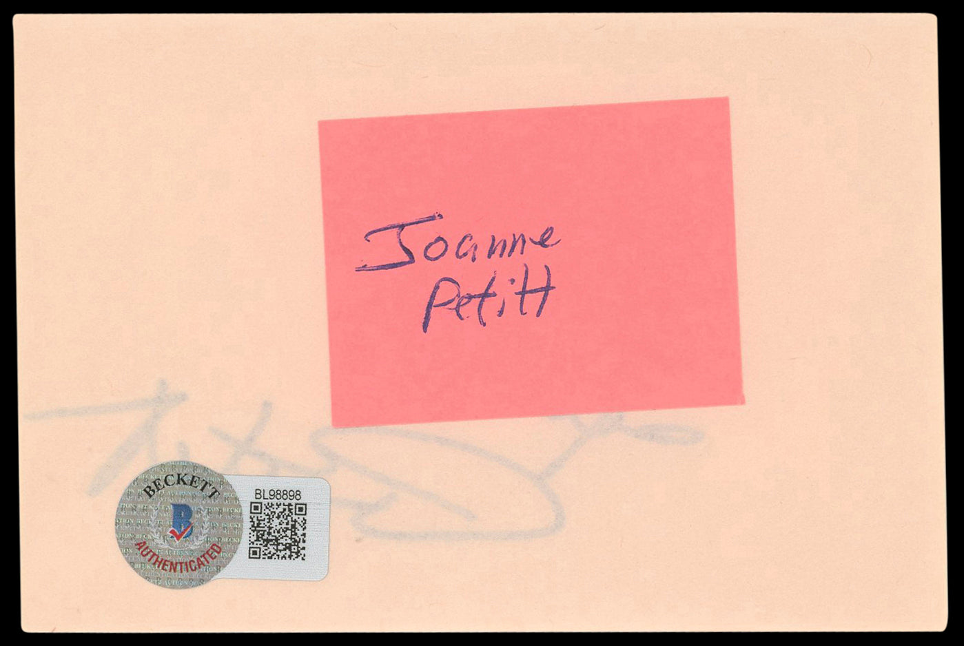 Joanne Pettit Shades of a Killer Authentic Signed 3x4.5 Index Card BAS #BL98898